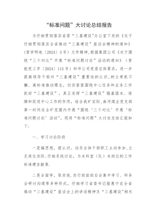 标准问题讨论总结报告