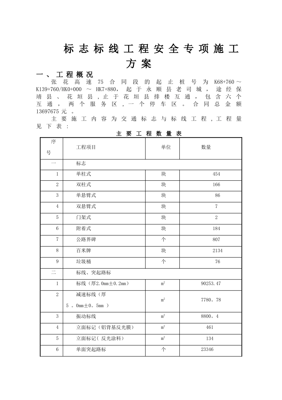 标志标线安全专项施工方案_第1页