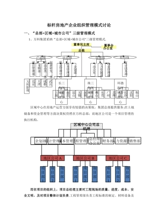 标杆房地产企业组织管理模式研究