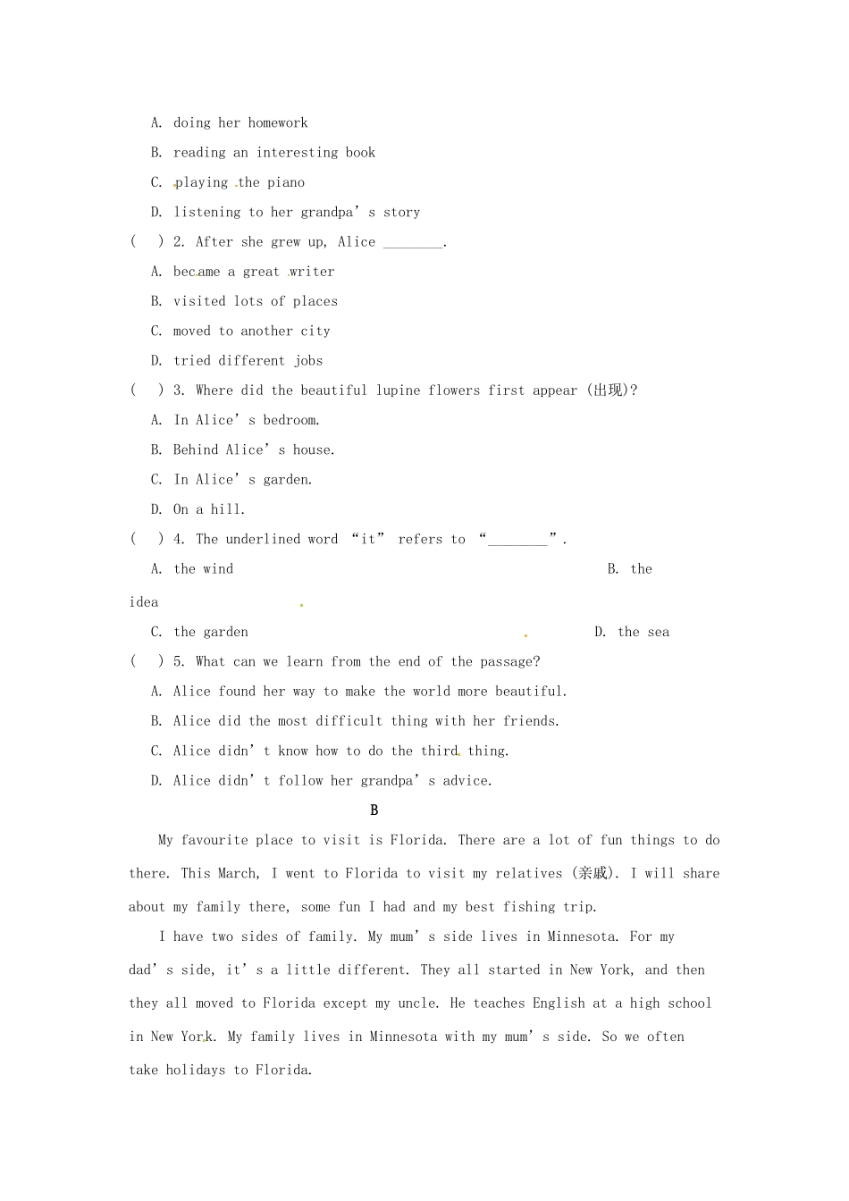 2025年内蒙古鄂尔多斯康巴什新区第二中学015八年级英语下学期阅读理解竞赛试题无答案外研版_第2页