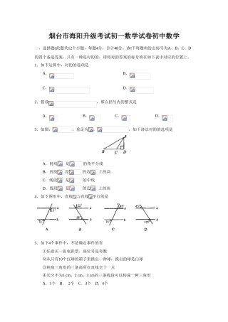 2025年烟台市海阳升级考试初一数学试卷初中数学