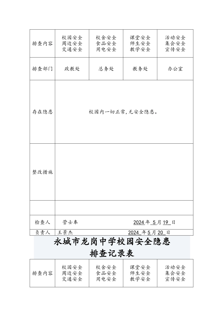 校园安全隐患排查记录文本表_第3页