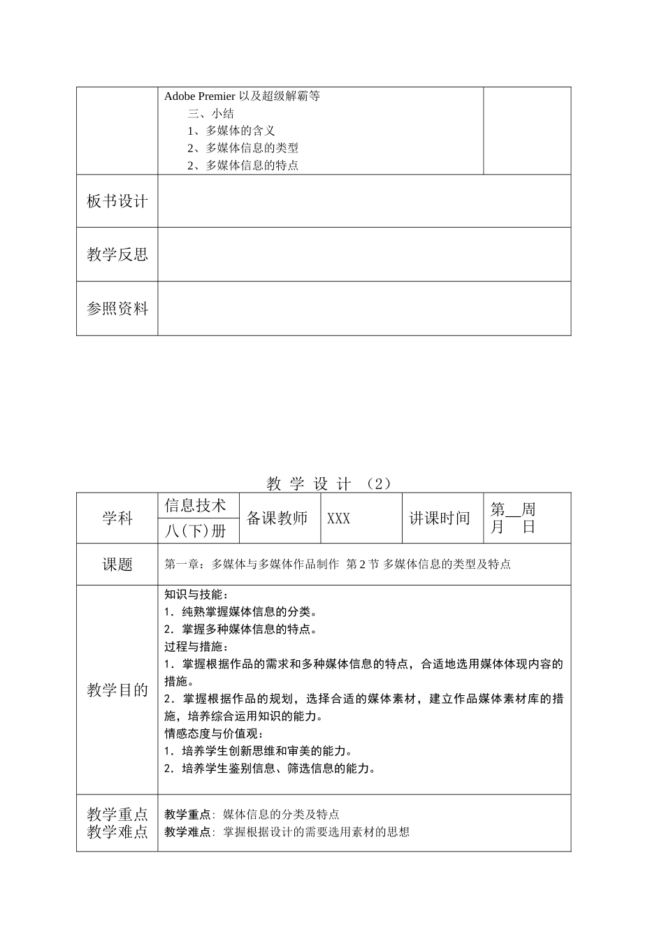 2025年江西科技版初中信息技术八年级下册全册教案_第3页