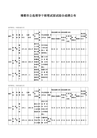 2025年增城市公选领导干部笔试面试综合成绩公布