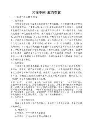 校园文化建设方案——和雅文化