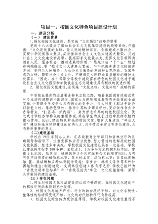 校园文化特色项目建设计划
