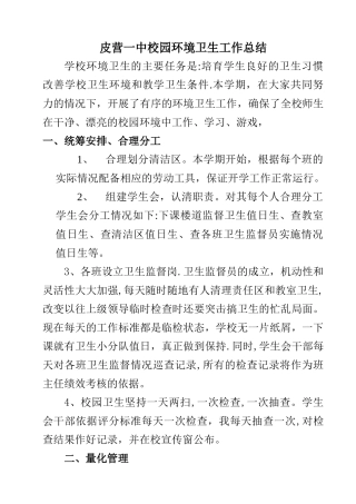 校园环境卫生工作总结