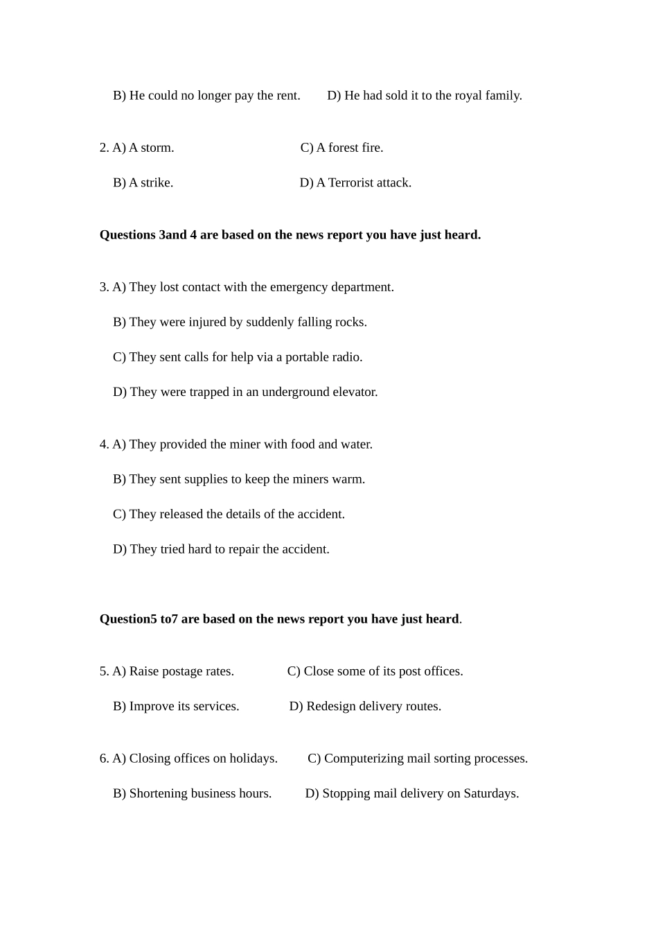 2025年12月英语四级真题第一套资料_第2页