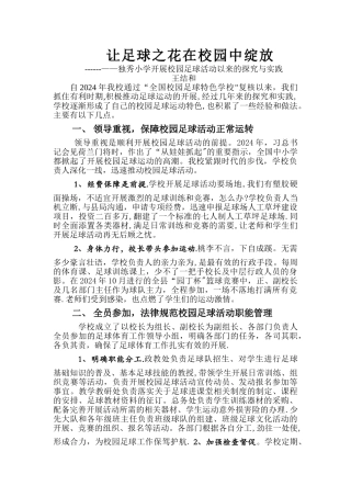 校园足球工作经验总结