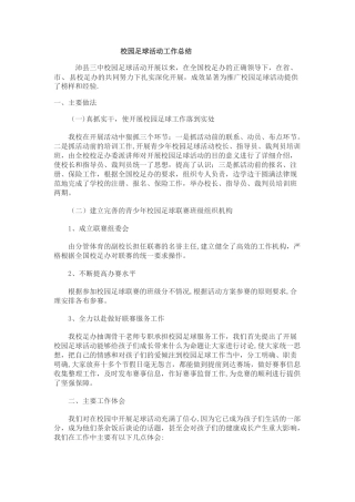 校园足球活动工作总结