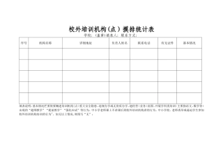校外培训机构摸排统计表