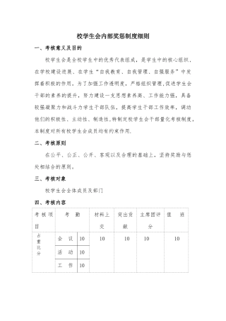 校学生会内部考核奖惩制度