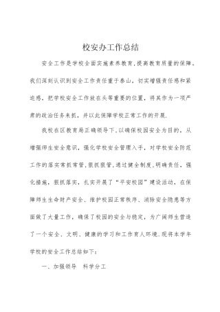 校安办工作总结