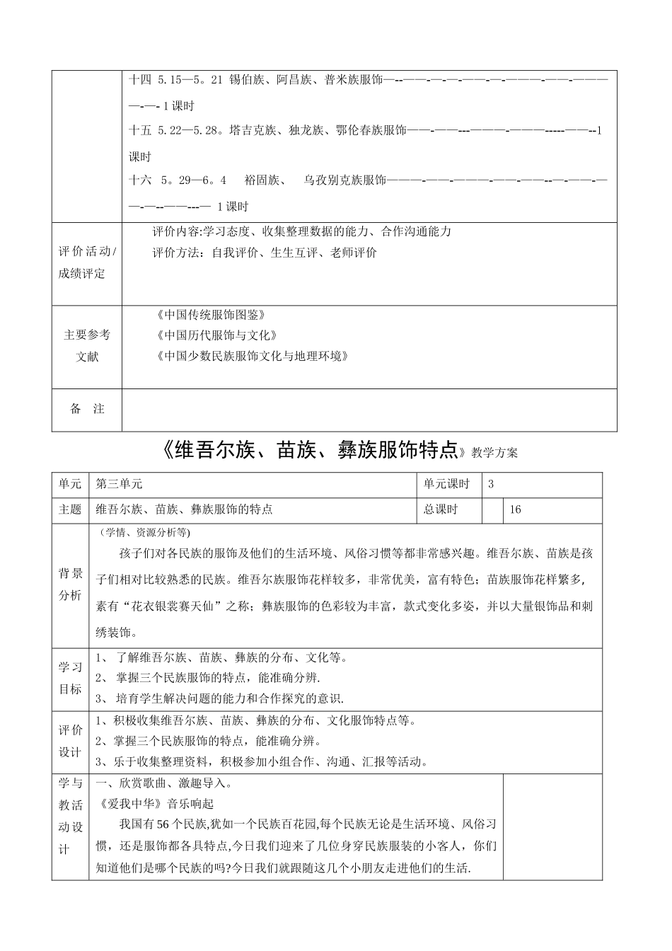 校本课程课程纲要和教学方案表格_第3页