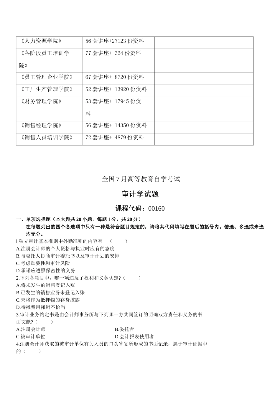 2025年审计学高等教育自学考试试题_第2页