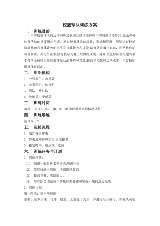 校篮球队训练方案