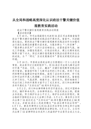 2025年从全局和战略高度深化认识政法干警核心价值观教育实践活动