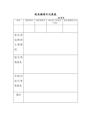 校长接待日记录表
