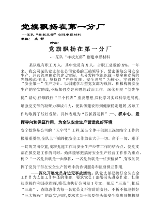 样板支部工作总结