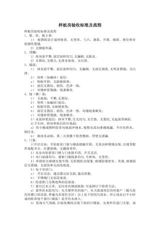 样板房验收标准及流程