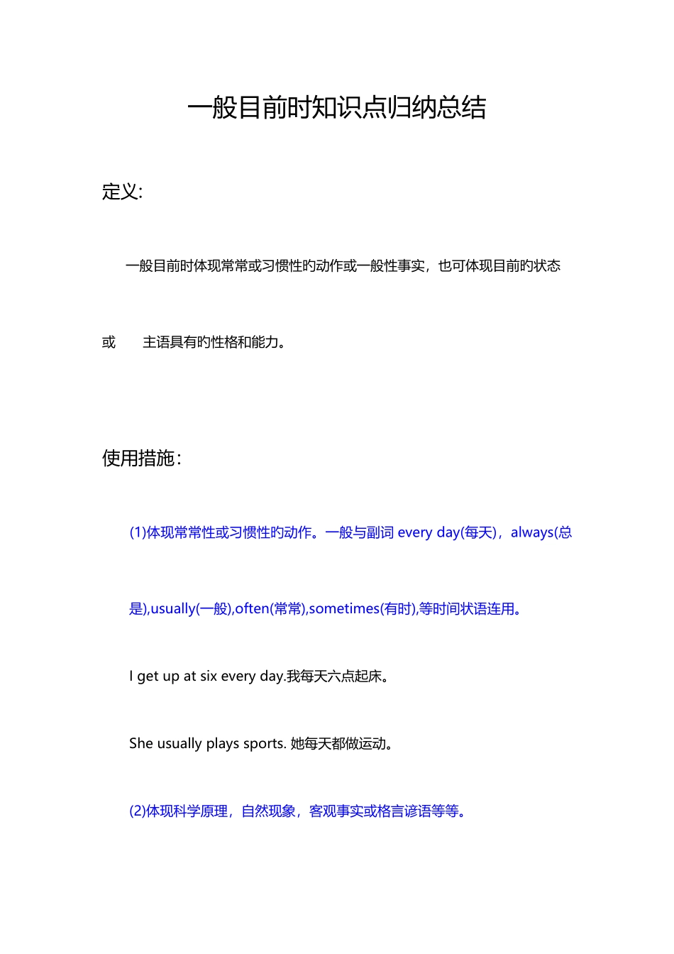 2025年一般现在时知识点归纳总结_第1页