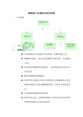 案场销售部人员架构及岗位职责