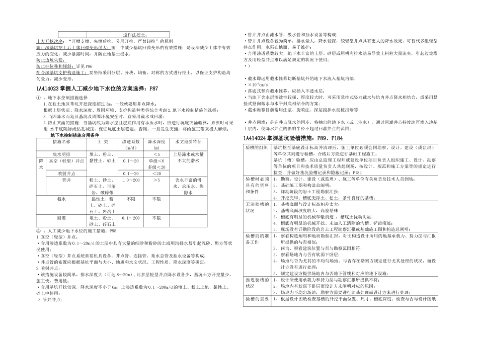 2025年一级建造师建筑工程实务分项工程施工技术归纳总结_第2页