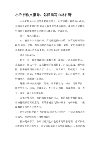 2025年小升初作文指导怎样描写山林原野