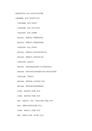 2025年建造师机电工程专业考试大纲及样题