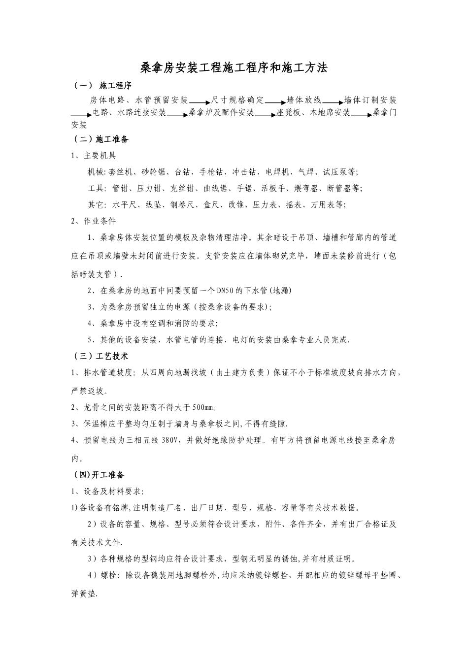 桑拿房安装工程施工程序和施工方法_第1页