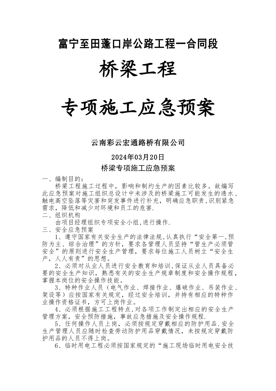 桥梁专项施工应急预案_第1页