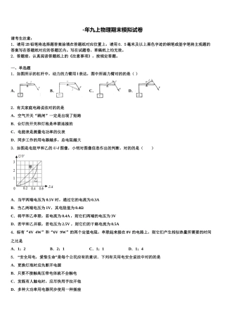 2025年安徽池州市东至县物理九上期末学业水平测试试题含解析