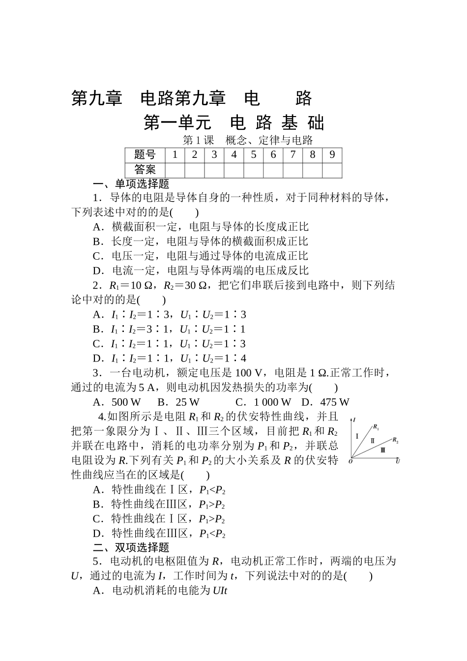 2025年高三物理章节知识点复习检测_第1页