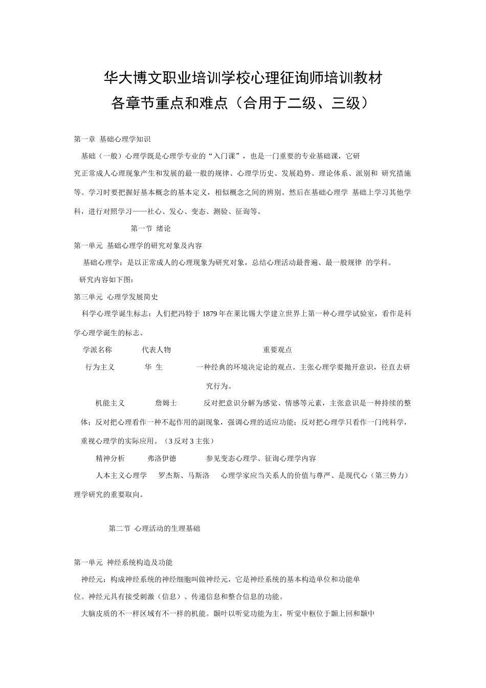 2025年心理咨询师培训教材各章节重点和难点_第1页