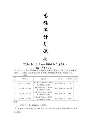 桥梁施工进度计划
