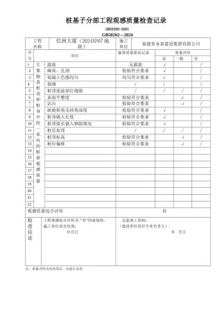 桩基子分部工程观感质量检查记录