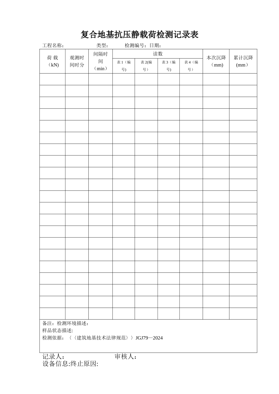 桩基础静载试验记录表_第1页