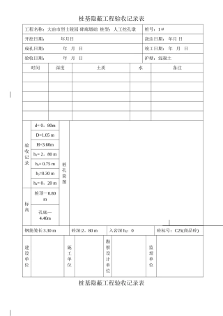 桩基隐蔽工程验收记录表