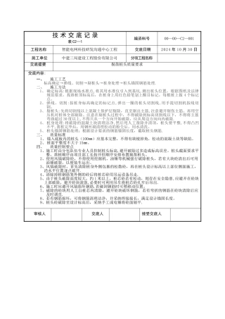 桩头剔凿质量要求交底