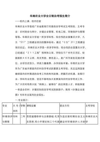 2025年华南农业大学全日制自考招生