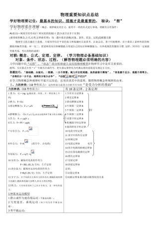 2025年高中物理基本知识点总结