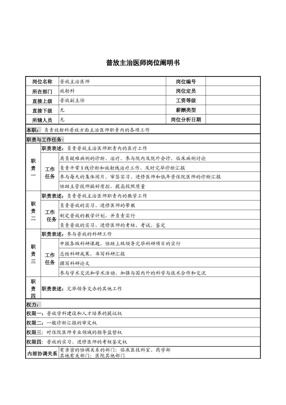 2025年普放主治医师岗位说明书_第1页