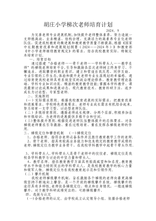 梯级教师培养计划