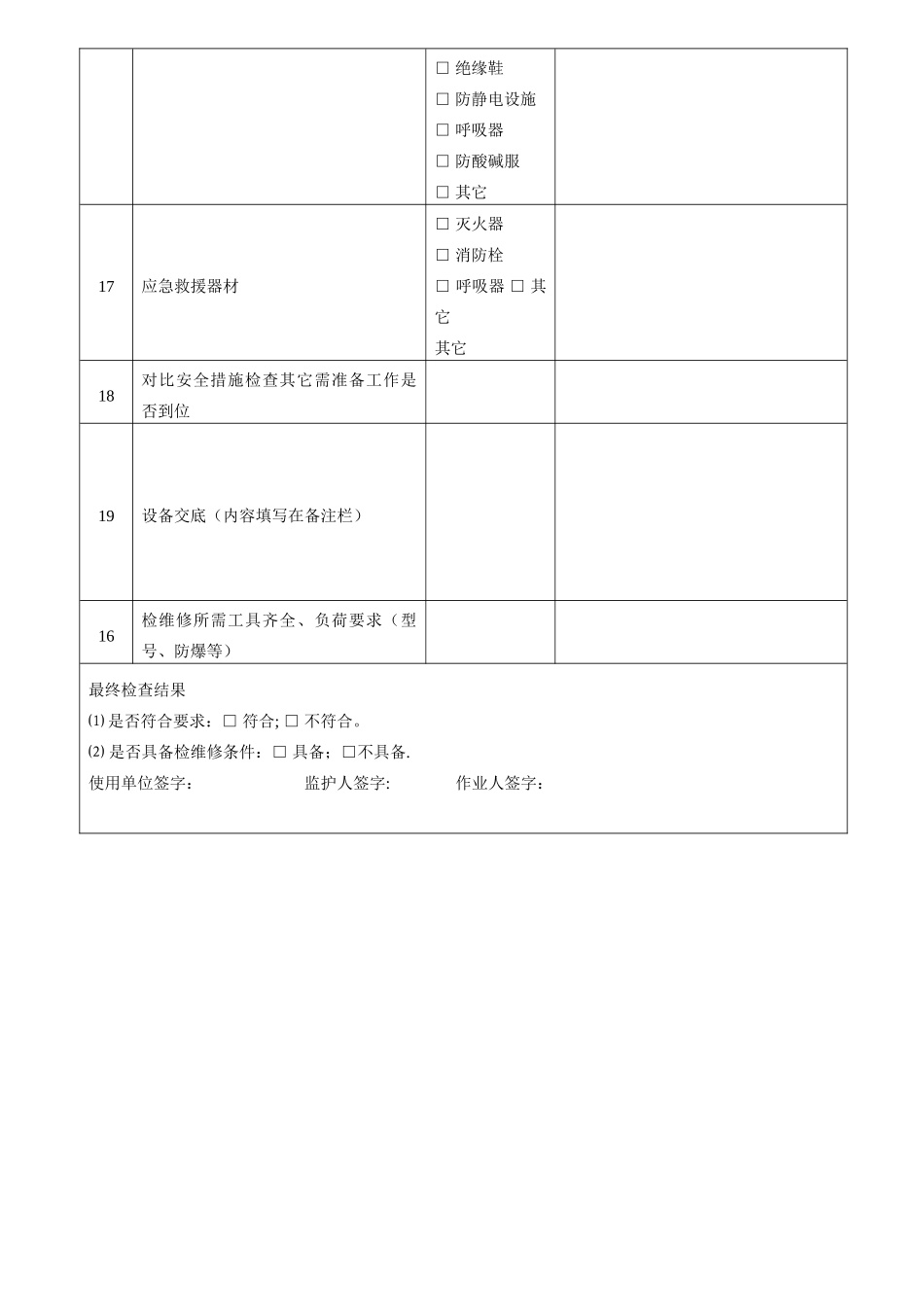 检维修前安全确认表_第2页