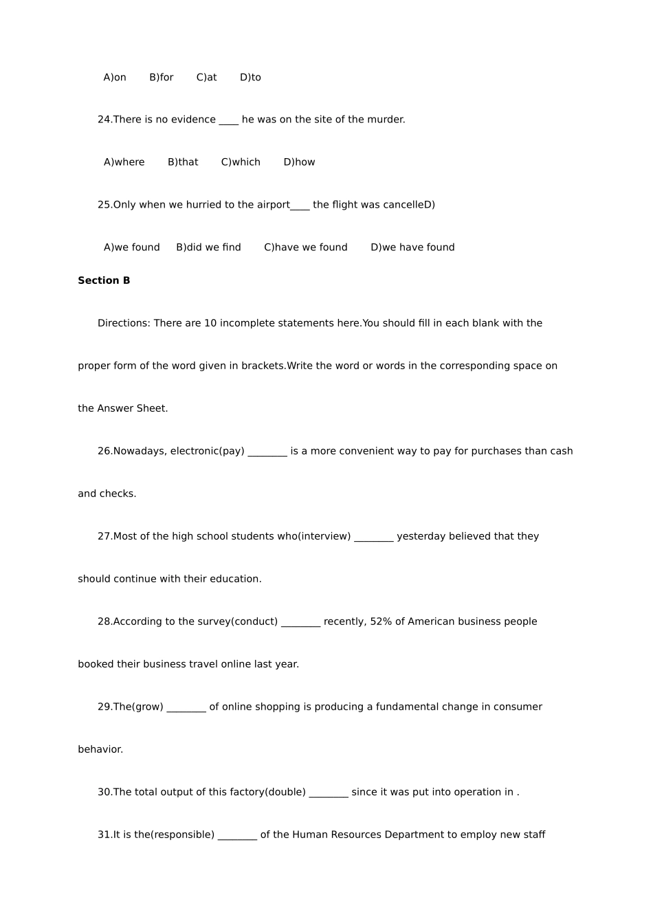 2025年6月大学英语三级考试A级真题及答案_第2页