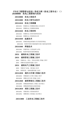 2025年二级建造师执业资格考试大纲机电工程专业