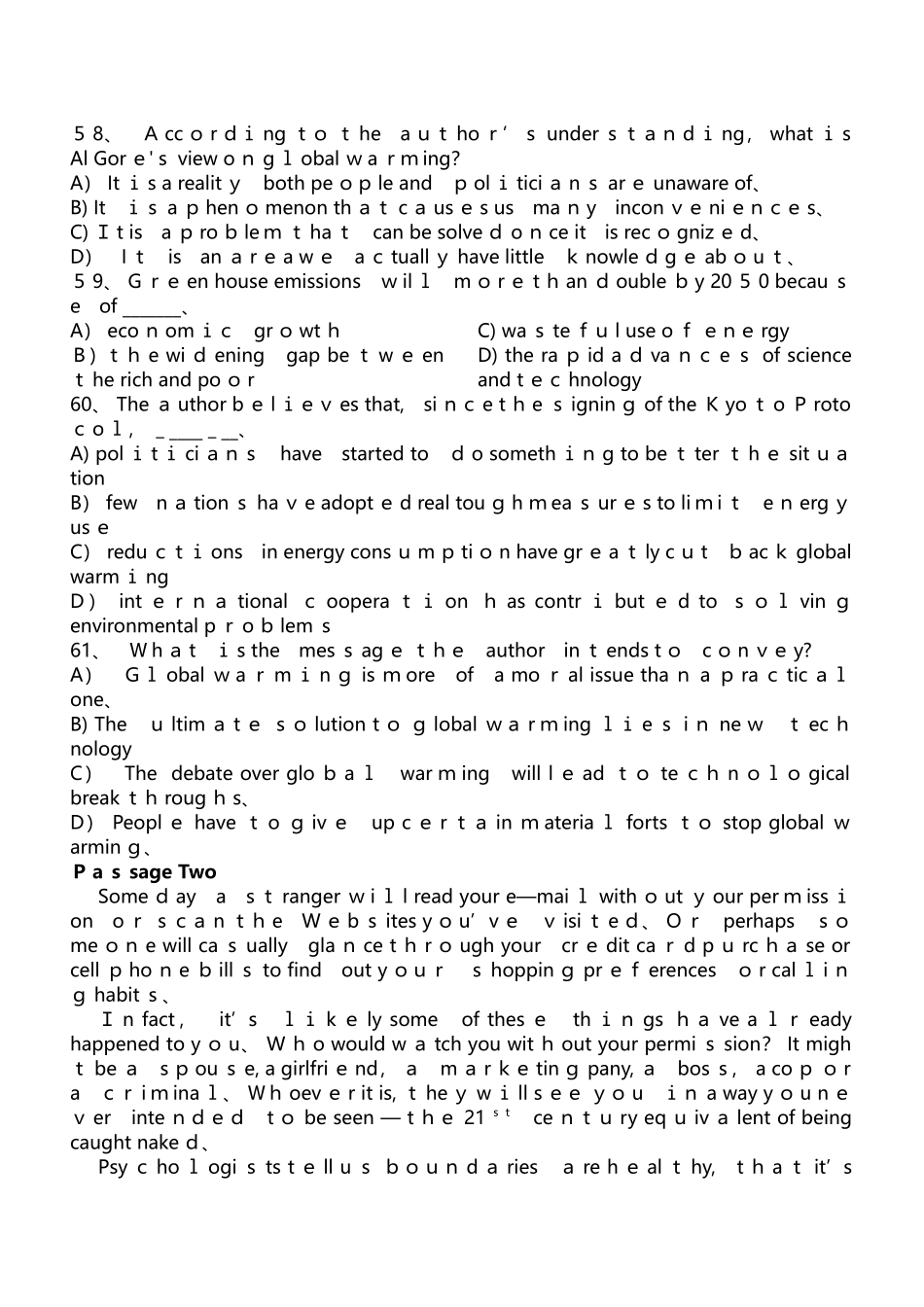 2025年英语四级阅读题库含答案解析_第2页