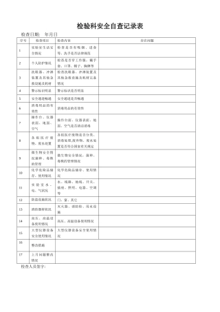 检验科每月安全检查记录表