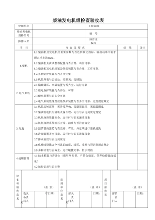 2025年工程施工各类机械检查表格全套