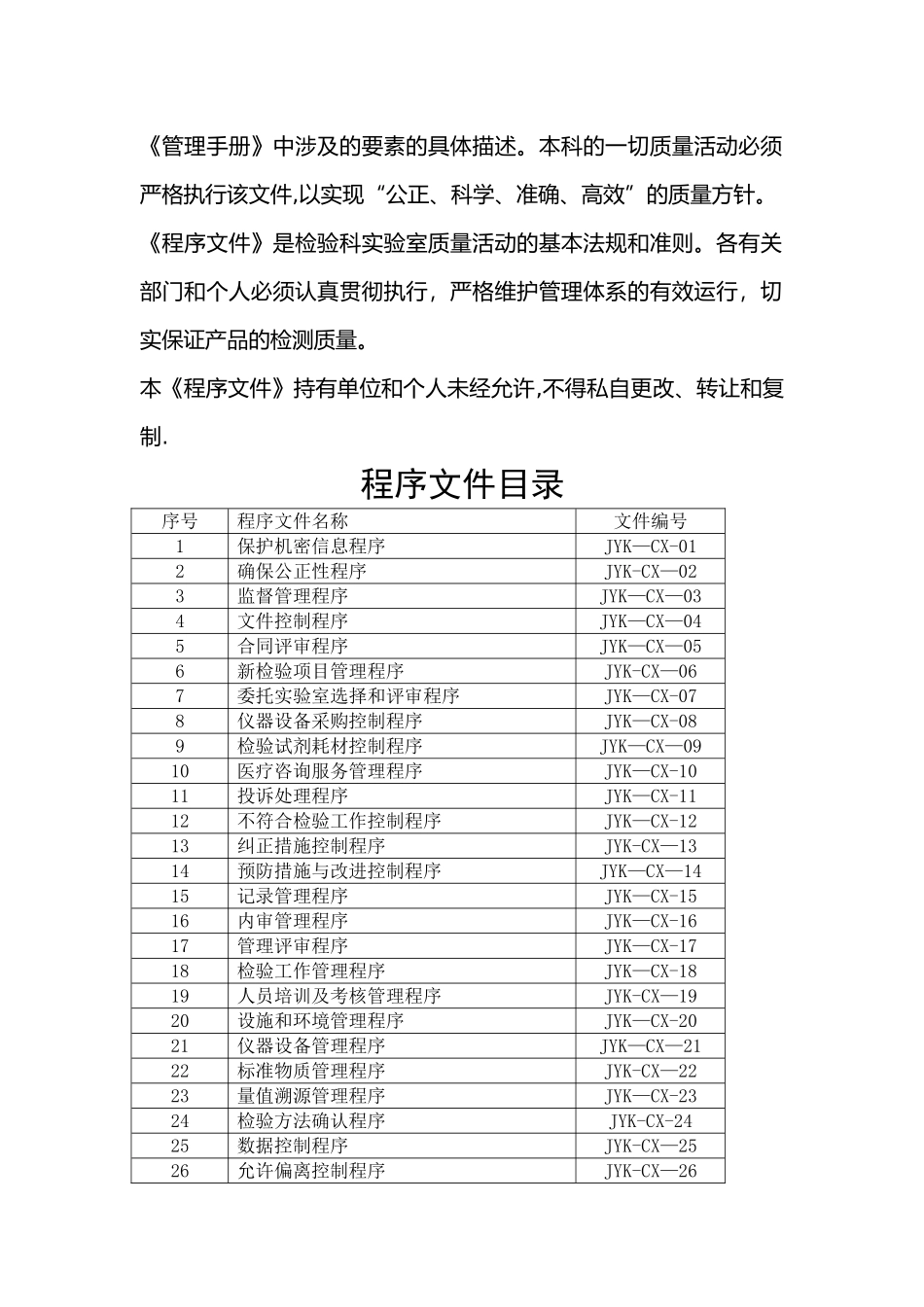 检验科质量管理体系程序文件_第2页
